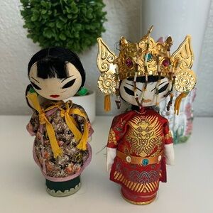 Handcrafted vintage Traditional Asian Taiwan Dolls Set Bride and a mother/child